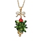 304 Stainless Steel Chain Necklaces, Cable Chains, with Glass Pendants, Christmas Tree, Bowknot, 17.91 inch(45.5cm)