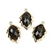 Natural Labradorite Faceted Leaf Pendants, Rack Plating Brass Charms, Golden, 23x13.5x5.5mm, Hole: 1.2mm