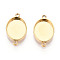 304 Stainless Steel Connector Cabochon Settings, Oval, Ion Plating(IP), Real 18K Gold Plated, Tray: 9x7mm, 14x8x2mm, Hole: 1~1.2mm