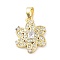 Brass Micro Pave Cubic Zirconia Pendants, Cadmium Free & Nickel Free & Lead Free, with Glass, Flower Charms, Real 18K Gold Plated, 18.5x14.5x3.5mm, Hole: 5x2.5mm