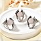 Natural Rose Quartz Wings Adjustable Rings, Antique Silver Brass Ring, Rack Plating, Lead Free & Cadmium Free, US Size 7 1/4(17.5mm)