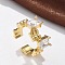 Brass Micro Pave Clear Cubic Zirconia Cuff Finger Rings, Cadmium Free & Lead Free, Rectangle, Real 18K Gold Plated, 10mm, Inner Diameter: Adjustable