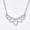 Non-Tarnish 201 Stainless Steel Pendant Necklaces, with Cable Chains, Lotus, Stainless Steel Color, 17.9 inch(45.5cm), 2mm, Lotus: 25x40x1mm