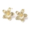 Brass Stud Earrings Findings, for Half Drilled Beads, Cadmium Free & Nickel Free & Lead Free, with Vertical Loops, Flower, Real 18K Gold Plated, 21mm, Hole: 1.2mm, Pin: 0.8mm