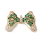 Brass Micro Pave Cubic Zirconia Pendants with Glass, Bowknot Charms, Cadmium Free & Nickel Free & Lead Free, Green, 22x31x6mm, Hole: 1.2mm