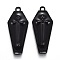 Halloween Theme Alloy Enamel Pendants, Black Coffin with Cross, Electrophoresis Black, 25.5x11x3mm, Hole: 1.2mm