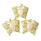 Natural Rose Quartz Pendants, Brass Butterfly Charms, Golden, Rack Plating, Cadmium Free & Lead Free, 41.5x45x8mm, Hole: 8x4.5mm