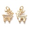 Brass Micro Pave Clear Cubic Zirconia Pendants, Cadmium Free & Lead Free, Long-Lasting Plated, Deer, Golden, 15.5x12x2mm, Hole: 3mm