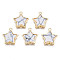 Brass Connector Charms, with Synthetic Turquoise, Cadmium Free & Nickel Free & Lead Free, Real 18K Gold Plated, Star, Creamy White, 17x15.5x3mm, Hole: 1.2mm