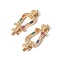 Brass Micro Pave Cubic Zirconia Links connectors, Colorful, Golden, 30x11.5x4mm, Hole: 1mm