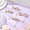 Alloy Alligator Hair Clips, with Synthetic Moonstone Beads, Natural Freshwater Shell Beads and Glass Bead, Golden, 70.5~77mm