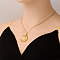 Stainless Steel Flower Crescent Moon Pendant Necklaces for Women, Real 18K Gold Plated, 17.72 inch(45cm)