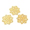Iron Filigree Joiners, Etched Metal Embellishments, Flower, Golden, 44x44x1mm, Hole: 1.4mm