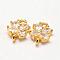 Flower Brass Micro Pave Cubic Zirconia Links, Golden, 12x8x3mm, Hole: 1.5mm