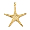 Brass Pendants, Starfish, Long-Lasting Plated, Lead Free & Cadmium Free, Rack Plating, with Jump Ring, Real 18K Gold Plated, 37.5x37x3mm, Hole: 4.5x3.5mm
