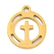 304 Stainless Steel Charms, Laser Cut, Real 18K Gold Plated, Cross, 11.5x10x1mm, Hole: 1.2mm