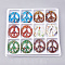 Handmade Gold Sand Lampwork Pendants, Inside Millefiori Glass, Oval with Peace Sign, Mixed Color, 49~50x42~43x6mm, Hole: 3mm, Box Size: 20x19.5x1.3cm, about 12pcs/box