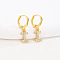 Brass Micro Pave Clear Cubic Zirconia Hoop Earrings, Golden, Letter I, 25x8mm