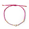 Adjustable Glass Seed Beads Braided Bead Bracelets, Shell Star Jewelry for Women, Deep Pink