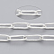 Brass Paperclip Chains, Flat Oval, Drawn Elongated Cable Chains, Soldered, with Spool, Cadmium Free & Lead Free, Silver, 9x3.5x0.7mm, about 301.83 Feet(92m)/roll