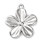Anti-Tarnish 304 Stainless Steel Pendants, Flower Charm, Stainless Steel Color, 28x24.5x2.5mm, Hole: 2mm