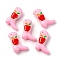 Handmade Lampwork Enamel Beads, Boot with Apple, Pearl Pink, 24x17x8~8.5mm, Hole: 1.4mm