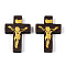Printed Wooden Pendants, Crucifix Cross, For Easter, Dyed, Coconut Brown, 32.5~33.5x21~22x4.5mm, Hole: 2mm