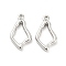 Non-Tarnish 304 Stainless Steel Pendants, Teardrop Charms, Stainless Steel Color, 21x12x2.5mm, Hole: 1.8mm