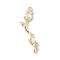 Brass Micro Pave Cubic Zirconia Pendants, Cadmium Free & Nickel Free & Lead Free, Flower, Real 14K Gold Plated, 29x8.5x4.5mm, Hole: 1.4mm