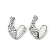 Подвески в форме сердца из латуни и натуральной ракушки KK-Z078-20P