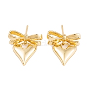 Серьги-гвоздики из латуни с бантом и стойкой EJEW-S219-06G
