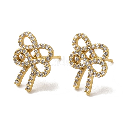 Серьги-гвоздики из латуни с микропаве из кубического циркония EJEW-R162-21G-1