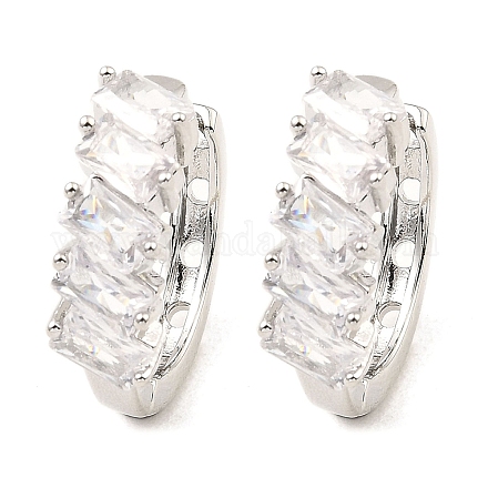 Серьги-кольца из латуни с микропаве из кубического циркония EJEW-D078-24P-1