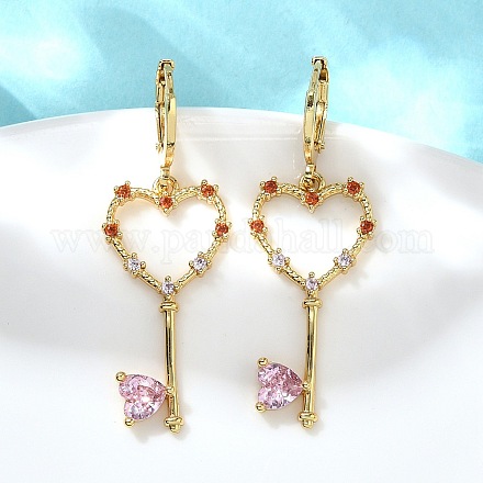 Серьги-кольца из латуни в форме сердца EJEW-Z086-18G-1