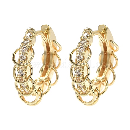 Серьги-кольца из латуни с микропаве из кубического циркония EJEW-Q780-04G-1