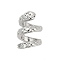 Brass Micro Pave Cubic Zirconia Beads, Cadmium Free & Nickel Free & Lead Free, Snake, Platinum, 8.5x6mm, Hole: 3mm