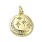 Moon Theme Brass Micro Pave Clear Cubic Zirconia Pendants, Cadmium Free & Nickel Free & Lead Free, with Jump Ring, Real 18K Gold Plated, Round, 17.5x14.5x2.5mm, Hole: 3mm