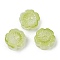 Transparent Glass Beads, Flowers, Baking Paint, Yellow Green, 14x14.5x5.5~6mm, Hole: 1.2mm
