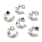 Alloy Pendant, with Glass, Platinum, Lead Free & Cadmium Free, Moon Charm, Mixed Color, 23x20x4mm, Hole: 1.6mm