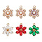 6Pcs 6 Styles Brass with Cubic Zirconia Pendants, Flower, Golden, Mixed Color, 17.5~18x13.5~14x3.5~4mm, Hole: 1.2~1.5mm, 1pc/style