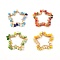 Brass Pendants, with Glass Beads, Star, Mixed Color, 23.5x26x3mm, Hole: 1mm