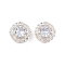 Rack Plating Brass Micro Pave Cubic Zirconia Beads, Long-Lasting Plated, Lead Free & Cadmium Free, Flat Round, Silver, 12x7mm, Hole: 1.8mm