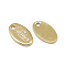 Brass Charms, Oval with Word, Real 18K Gold Plated, 10.5x6x1mm, Hole: 1mm