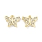 Brass Micro Pave Clear Cubic Zirconia Pendants, Butterfly, Real 18K Gold Plated, 10.5x13x2mm, Hole: 1.2mm