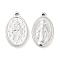 Non-Tarnish 304 Stainless Steel Pendants, Oval with Jesus Charm, Stainless Steel Color, 25.5x15.5x3mm, Hole: 1.8mm