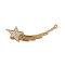 Brass Micro Pave Cubic Zirconia Pendants, Nickel Free, Star, Meteor Charms, Golden, 13x43x3mm, Hole: 1.2mm
