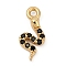 Brass Micro Pave Cubic Zirconia Charms, Snake, Cadmium Free & Lead Free, Long-Lasting Plated, Rack Plating, Real 18K Gold Plated, 10.5x5x2mm, Hole: 1mm