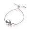 304 Stainless Steel Bolo Bracelets, Slider Bracelets, with Box Chains, Rose, Antique Silver & Stainless Steel Color, Single Chain Length: about 130mm