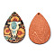 Single Face Sunflower Printed Wood Big Pendants, Teardrop Charm, Old Lace, Cattle Pattern, 60x40x3mm, Hole: 2mm