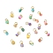 Dyed Natural Freshwater Shell Nuggets Charms, with 304 Stainless Steel Open Jump Rings, Mixed Color, Golden, 5.5~7.5x4.5~6.5x4.5mm, Hole: 3.5mm